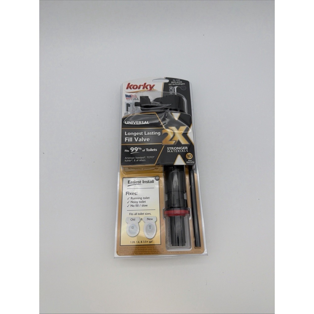 Korky 528X 2X Toilet‎ Fill Valve Black Plastic/Rubber Stronger For Universal